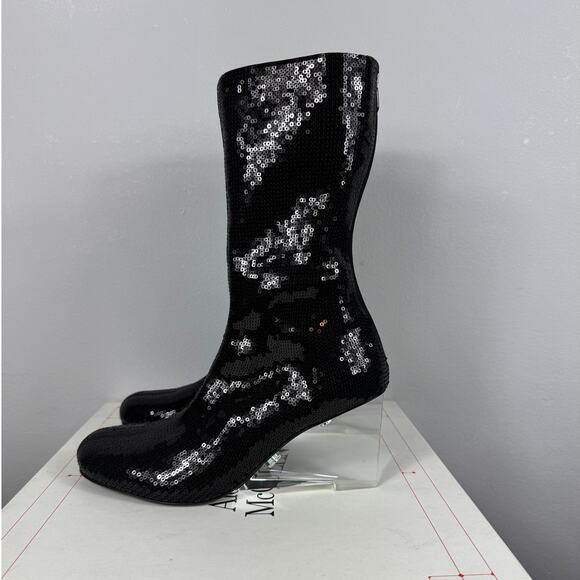 New Alexander McQueen Women's Sequin Shard Wedge Sock Boot Size EU 38.5 - Picture 4 of 12